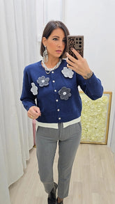 Cardigan Fiorellino Blu